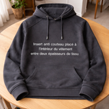 Black anti-stab hooded sweatshirt - Cut/Lacerations